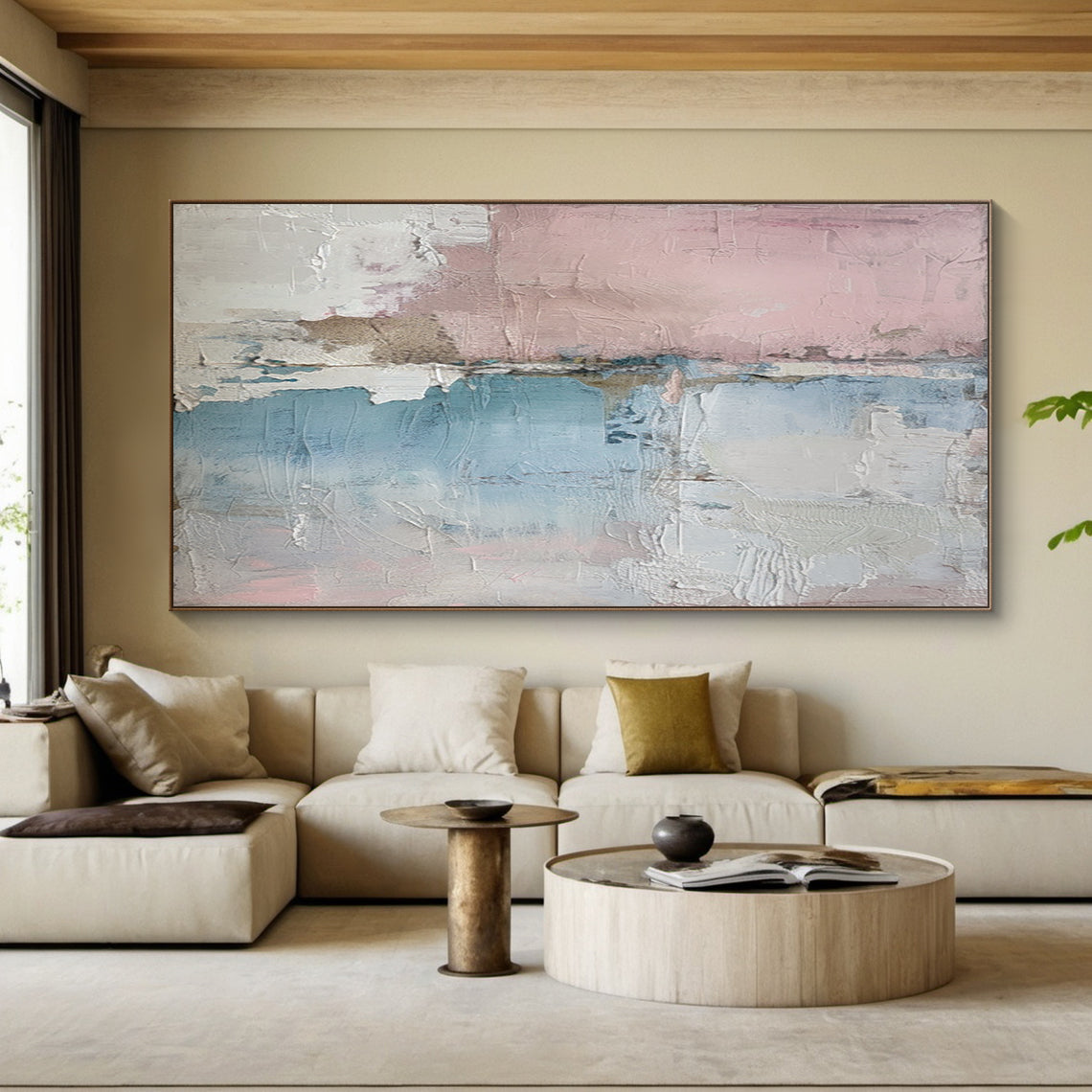 Quiet Balance-Blue & Pink Abstract Field-AURA131