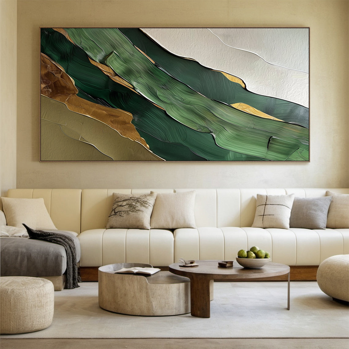 Verdant Flow-Green Abstract 3D Texture Art-AURA121