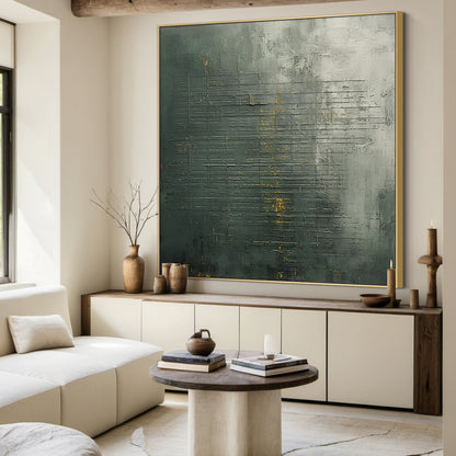 Unique Green Abstract Textured Wall Art for Modern Living Room -AURA176