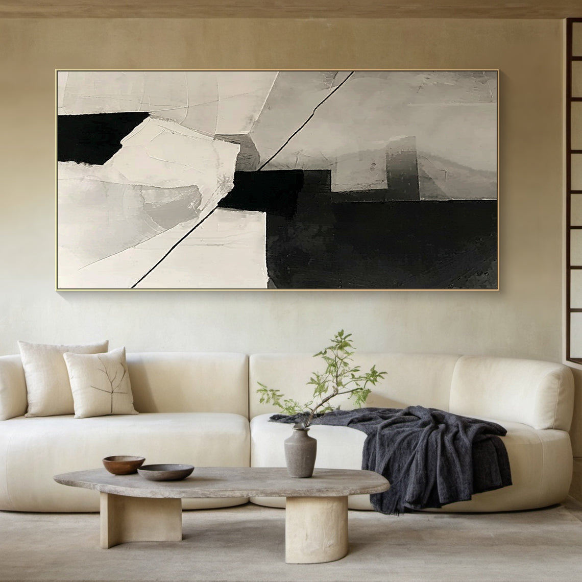 Balanced Division-Black & Beige Geometry Field-AURA145