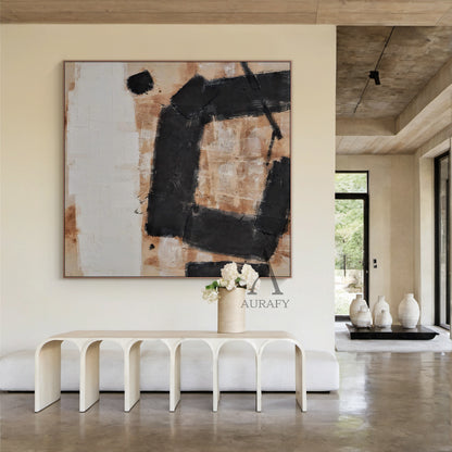 Stylish Yellow Black Abstract Wall Art For Modern Home Decor AURA239