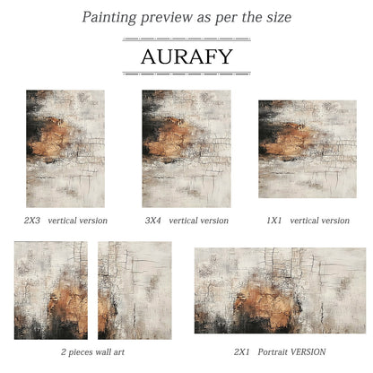 Abstract Textured Artwork Cracked Plaster Effect Wabi-Sabi Beige Brown Tactile Wall Decor AURA636