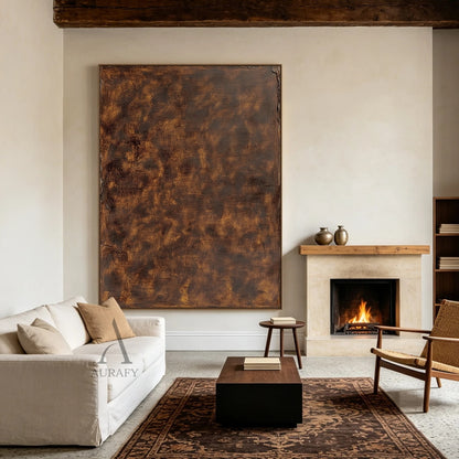Burnished Earth, Brown Weathered Texture Abstract Painting AURA870