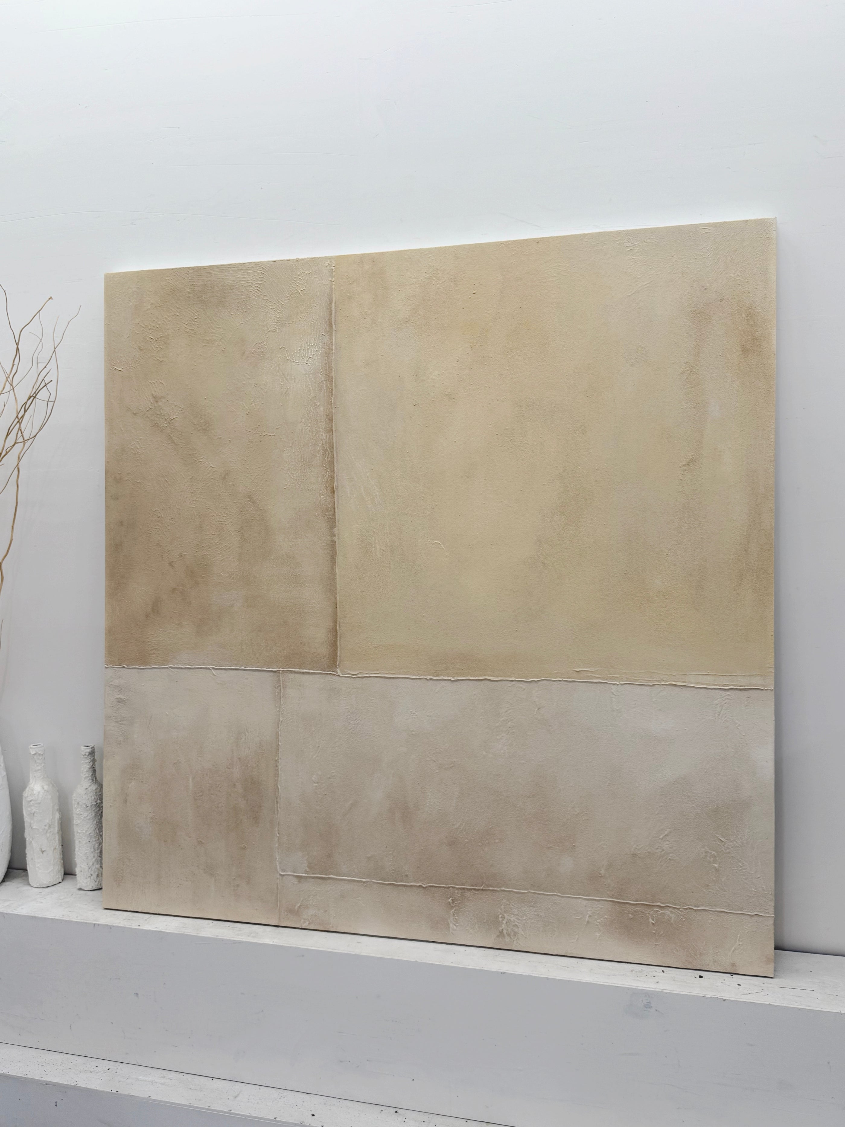 Beige Abstract Plaster Textured Wabi-Sabi Japandi Minimalist Tactile Canvas Neutral Modern Organic Wall Decor AURA733