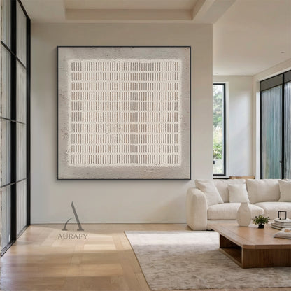 Gray Abstract Art Modern Organic Tactile Surface Rough-Edged Handcrafted Minimalist Grid Neutral Tone AURA600