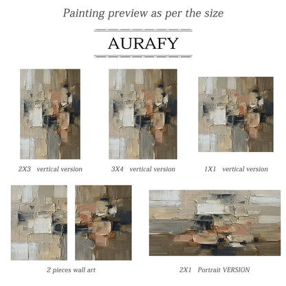 Palette Blocks, Brown Cream and Charcoal Impasto Painting AURA861