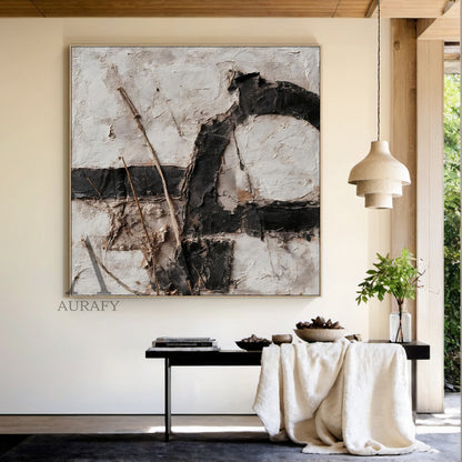 Black Abstract Wall Art Decor for Modern Home Office Spaces AURA234