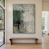 Abstract Minimalist Wall Art-Forest Green & Neutral Grays-AURA021