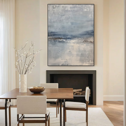 Abstract Seascape Texture Painting-Misty Blue & Taupe Canvas-AURA034