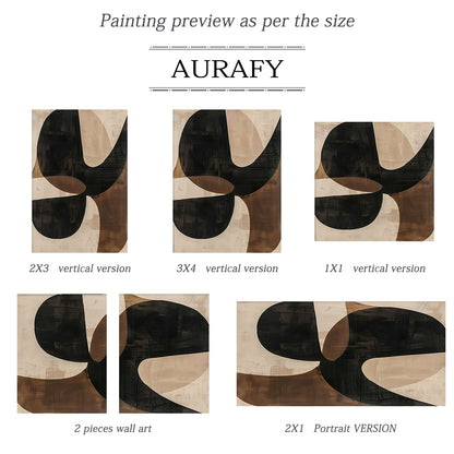 Wabi Sabi Beige Brown Hand-Painted Art Organic Curves Brushstroke Texture Tactile Wall Decor AURA575