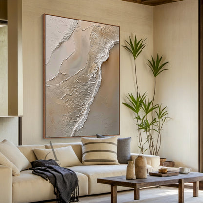 Ocean Brown Abstract Impasto Art Tactile Sculpted Canvas High-Relief Texture Modern Organic Piece AURA433