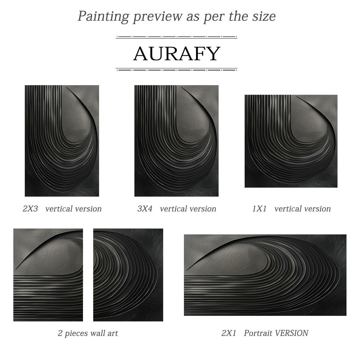 Minimalist Black Wall Art High-Relief Layered Curves Tactile Surface Modern Minimalist Piece AURA428