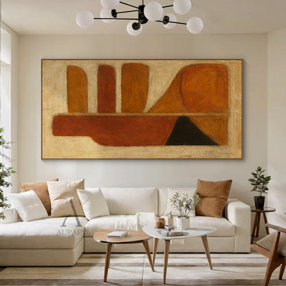 Brown Abstract Art Geometric Rustic Brushstroke Texture Tactile Modern Organic Wall Art AURA640
