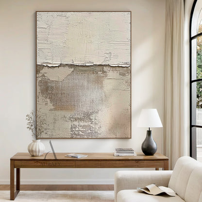 Beige Abstract Art Tactile Impasto Peeling Texture Wabi-Sabi Canvas Wall Decor Piece AURA637