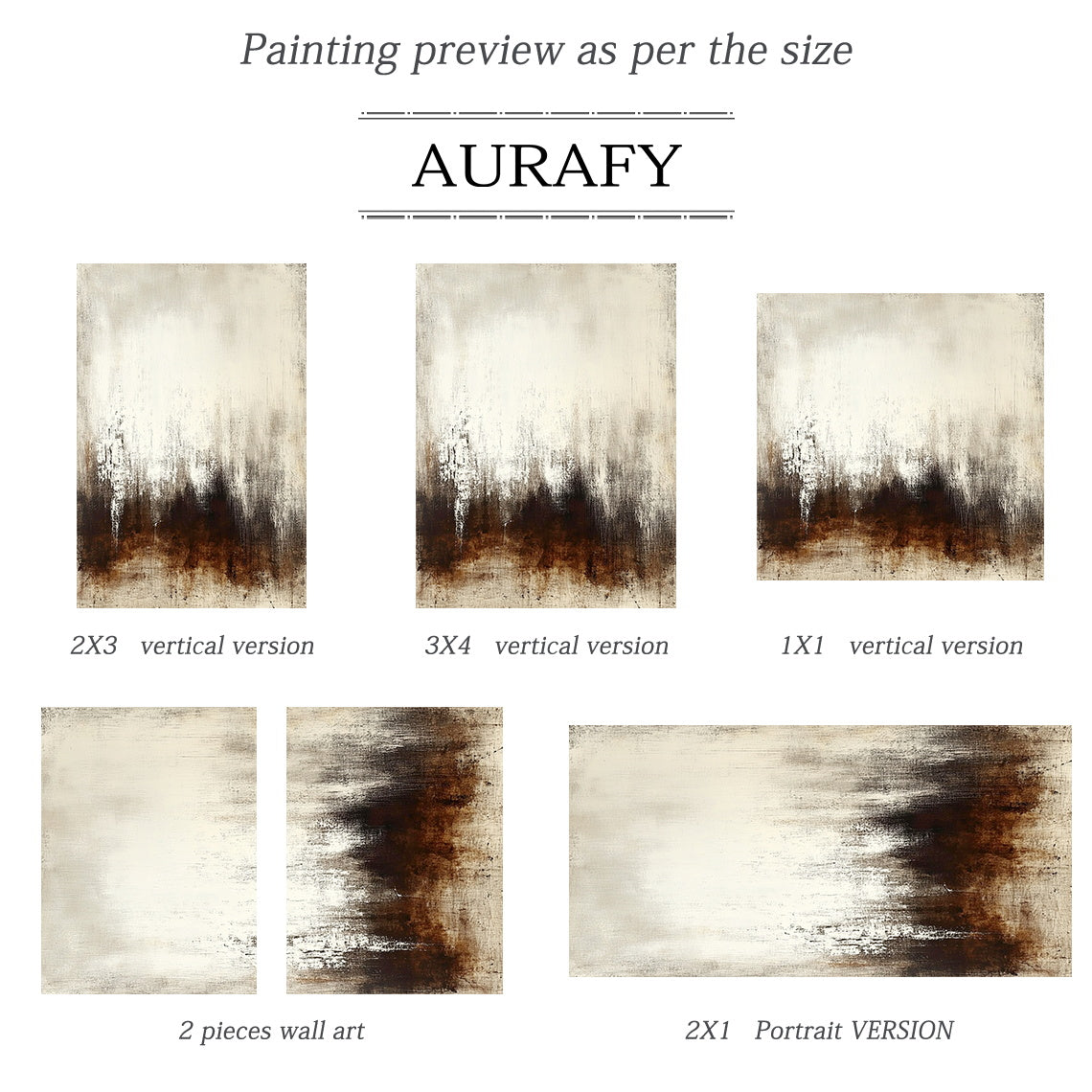 Abstract Beige Brown Art Tactile Vertical Stroke Wabi-Sabi Distressed Finish Modern Organic Wall Decor AURA606