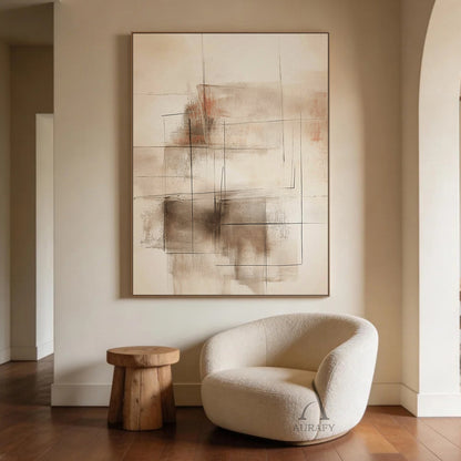 Beige General Abstract Wall Art for Home Living Room Decor AURA376