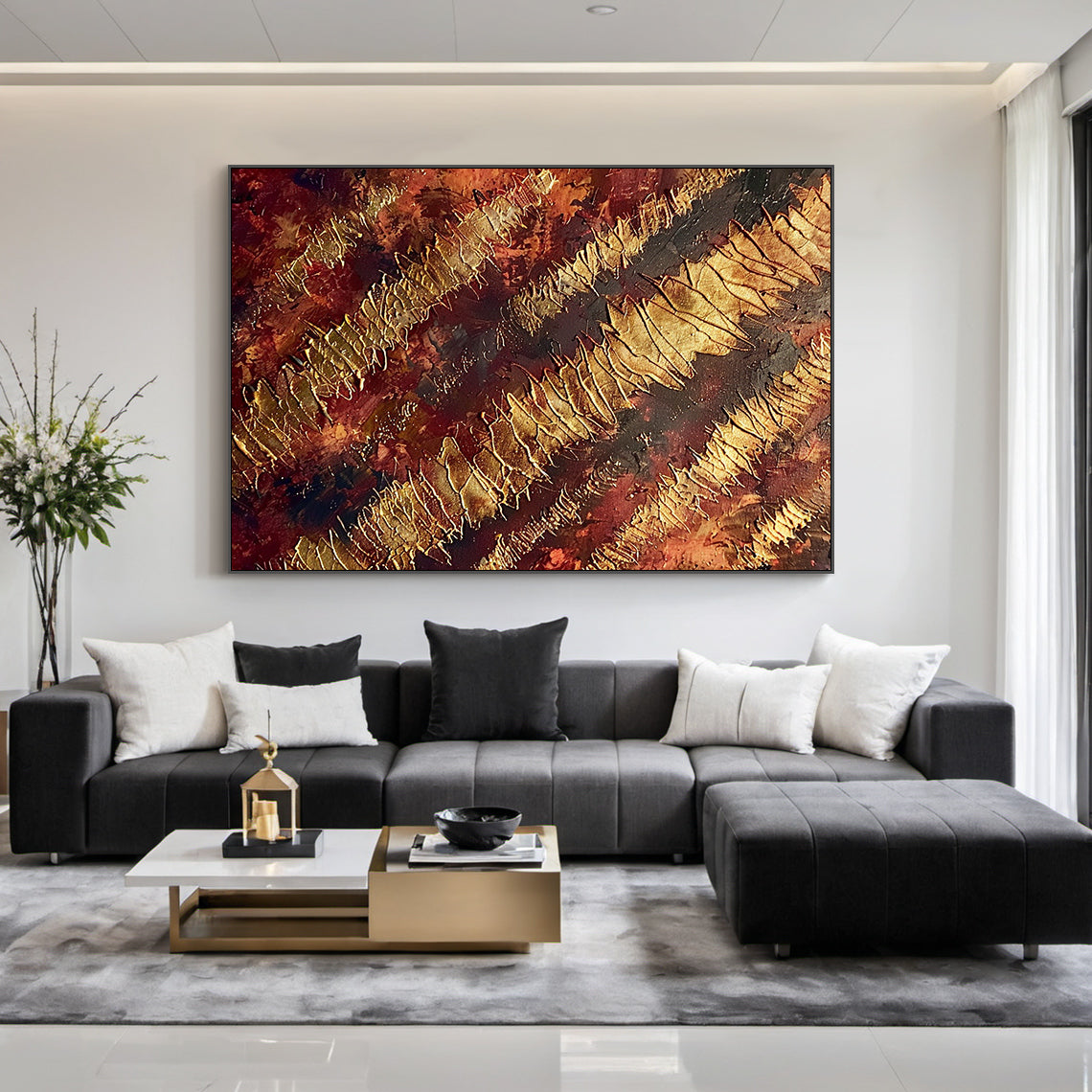 Red 3D Textured Wall Painting for Living Room Bedroom Decor AURA233
