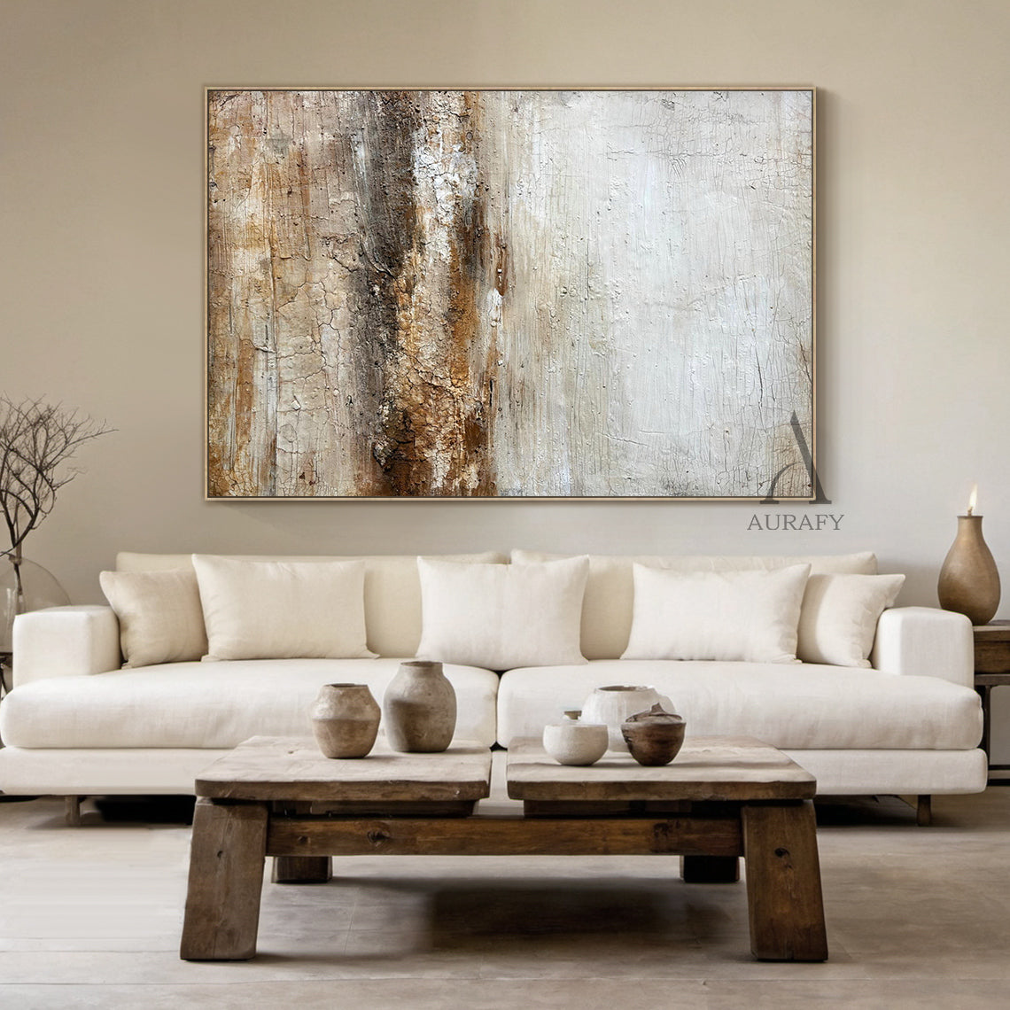 Wabi Sabi Style Beige Brown Living Room Decor Piece AURA249