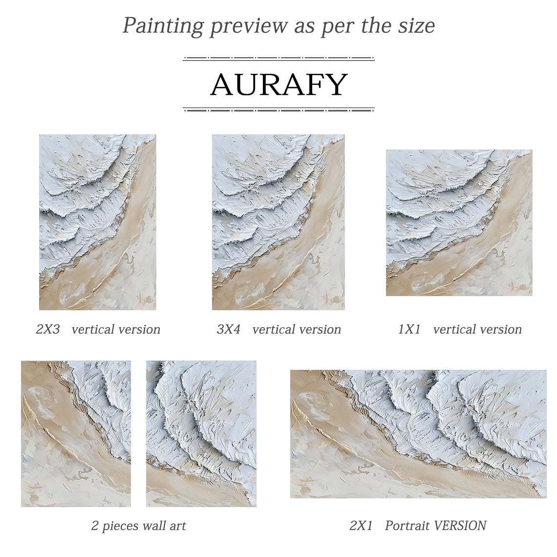 3D Textured Painting White Beige High-Relief Plaster Tactile Surface Minimalist Luxe Artwork AURA533