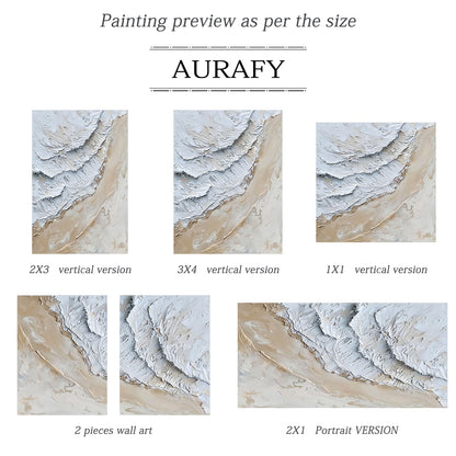 3D Textured Painting White Beige High-Relief Plaster Tactile Surface Minimalist Luxe Artwork AURA533