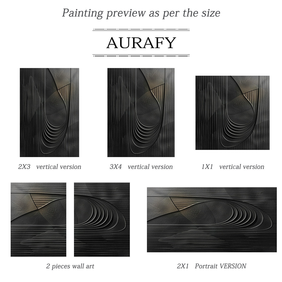 Minimalist Black Wall Art Sculpted High-Relief Tactile Surface Layered Curves Vertical Stripes AURA429