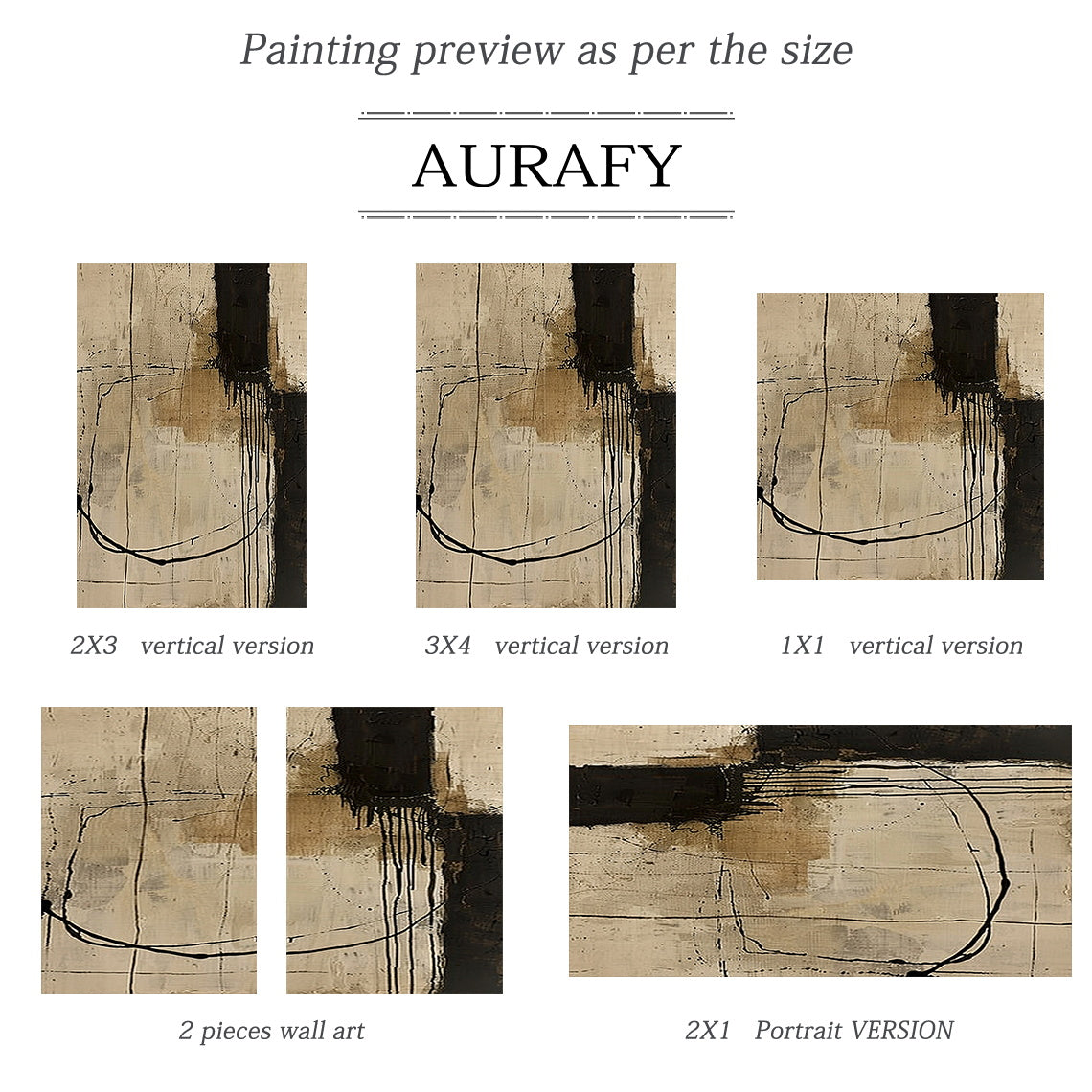 Wabi Sabi Beige Black Tactile Canvas Art with Paint Drip Details Irregular Lines Rustic Texture AURA586