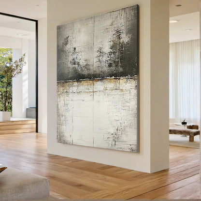 Wabi Sabi Abstract Wall Art Gray Black Layered Weathered Peeling Tactile Surface AURA588