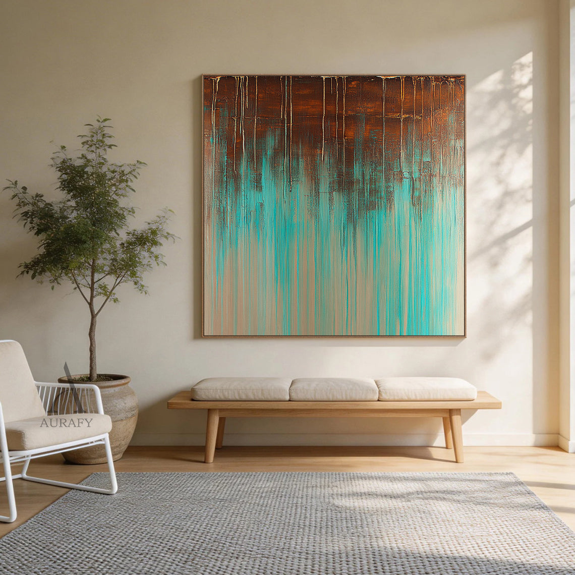 General Abstract Brown Green Modern Wall Art Home Decor AURA352