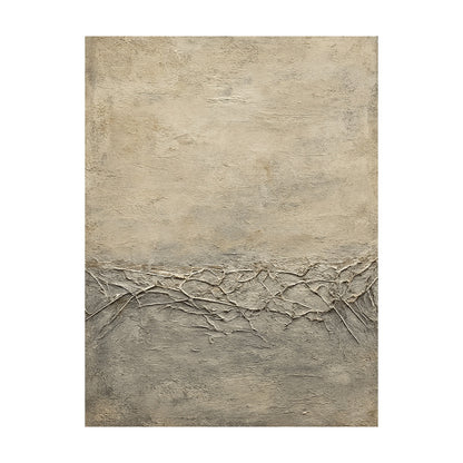 General Abstract Beige Wabi-Sabi Vintage Art with Cracked Distressed Plaster-like Tactile Texture AURA426