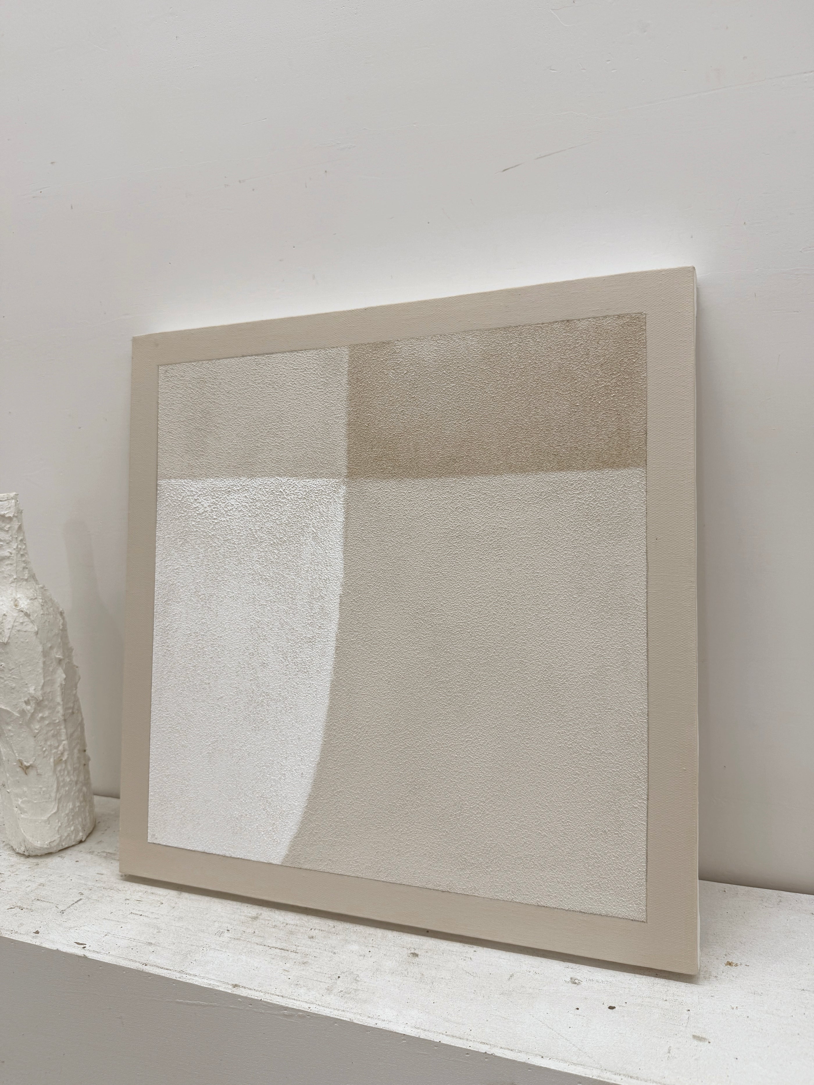 Wabi-Sabi Beige Plaster Textured Abstract Japandi Minimalist Luxe Tactile Canvas Neutral Wall Art Home Decor AURA737