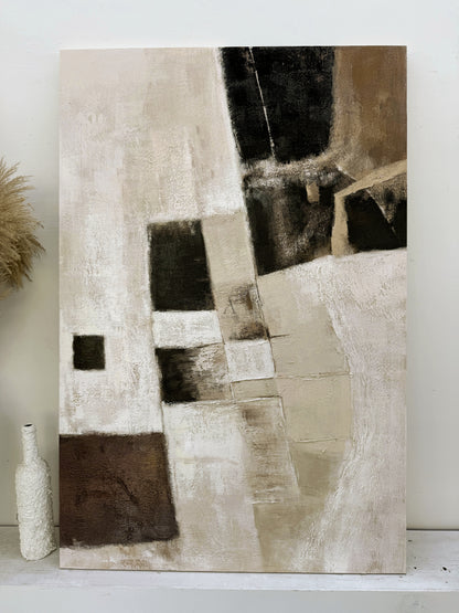 General Abstract Beige Art Tactile Surface Knife Strokes Sculpted Canvas Modern Organic Piece AURA468