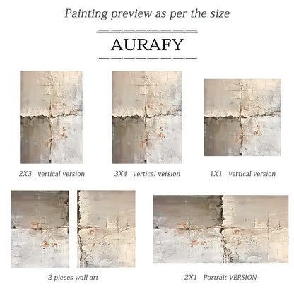 Wabi Sabi Beige Art Plaster Textured Peeling Wall Effect Handcrafted Minimalist Organic Canvas AURA563