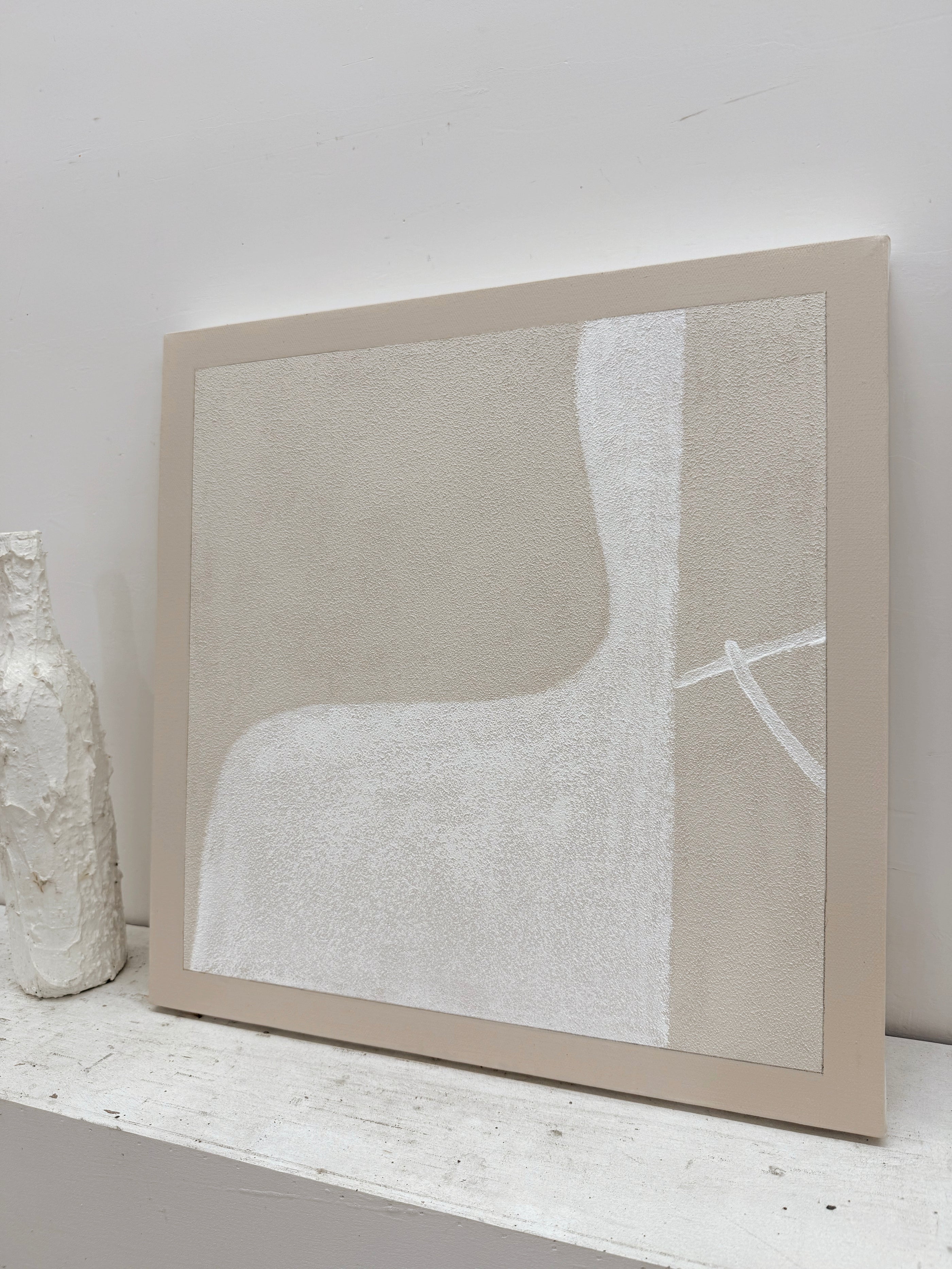 Beige Abstract Plaster Textured Wabi-Sabi Japandi Tactile Canvas Painting Minimalist Luxe Neutral Home Decor AURA738