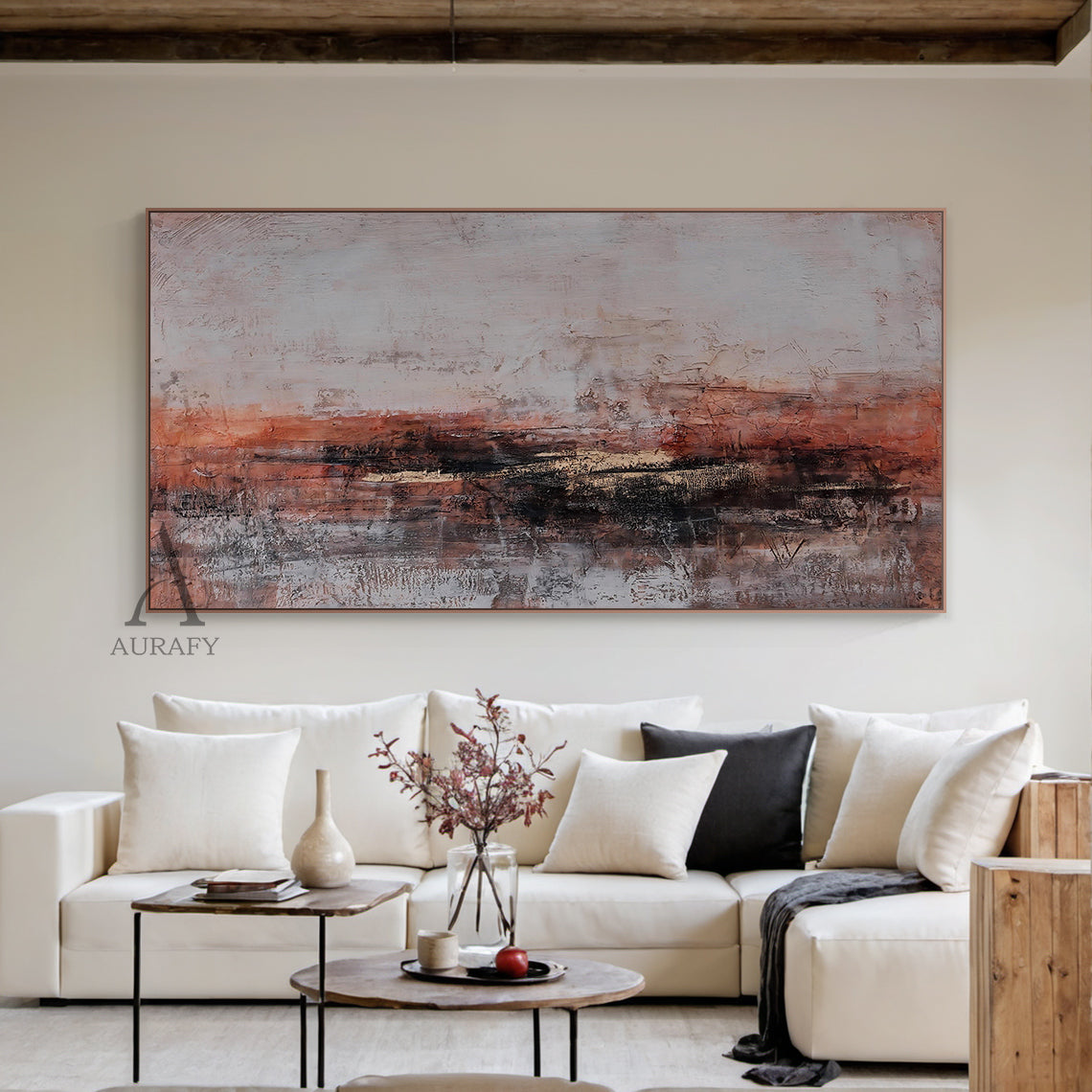 Vibrant Red Abstract Wall Art for Modern Home Office Decor AURA235