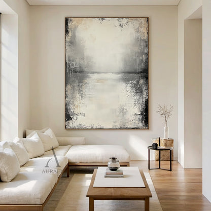 Wabi-Sabi Beige Textured Abstract Plaster Knife Strokes Japandi Neutral Minimalist Tactile Canvas Wall Art AURA719