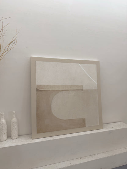 Beige Abstract Wabi-Sabi Plaster Textured Japandi Minimalist Luxe Tactile Canvas Modern Organic Wall Artwork AURA731