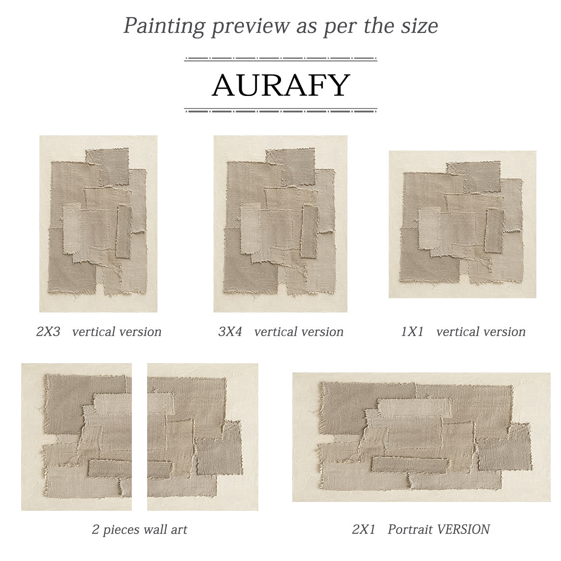 Beige 3D Textured Wall Art Japandi Frayed Linen Collage Tactile Modern Organic Minimalist Decor AURA758