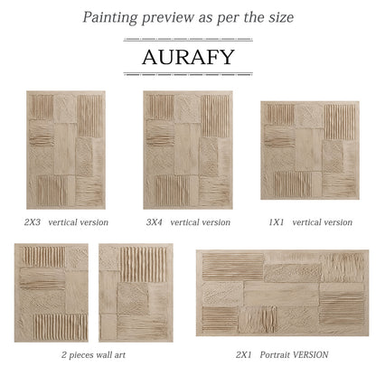 Sand Grid, Beige Brown Ribbed 3D Abstract Painting AURA860