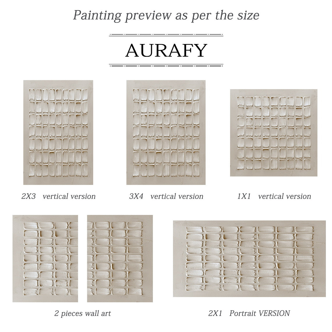Beige Abstract Art High-Relief Plaster Tactile Grid Hand-Applied Irregular Edges Modern Organic AURA604
