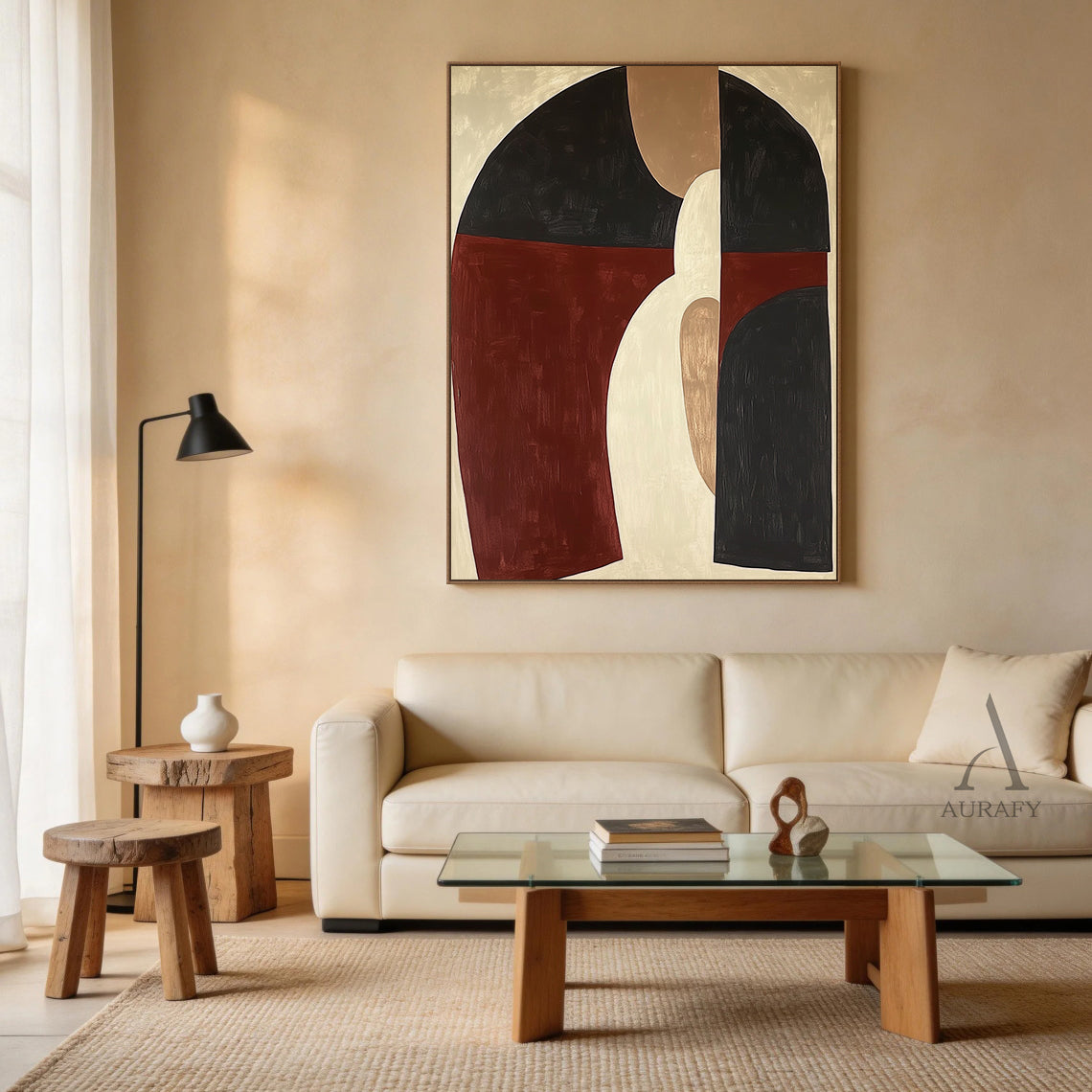 General Abstract Brown Black Wall Art for Living Room Decor AURA392