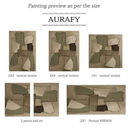 Wabi-Sabi 3D Textured Brown Plaster Painting Japandi Neutral Geometric Collage Knife Sculpted Canvas Wall Art AURA772