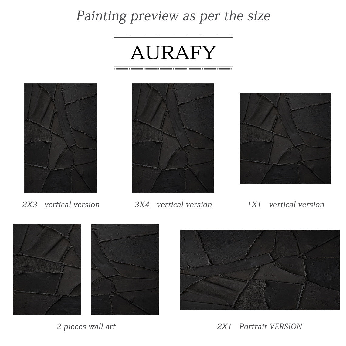 Black Relief, Monochrome Geometric 3D Textured Painting AURA859