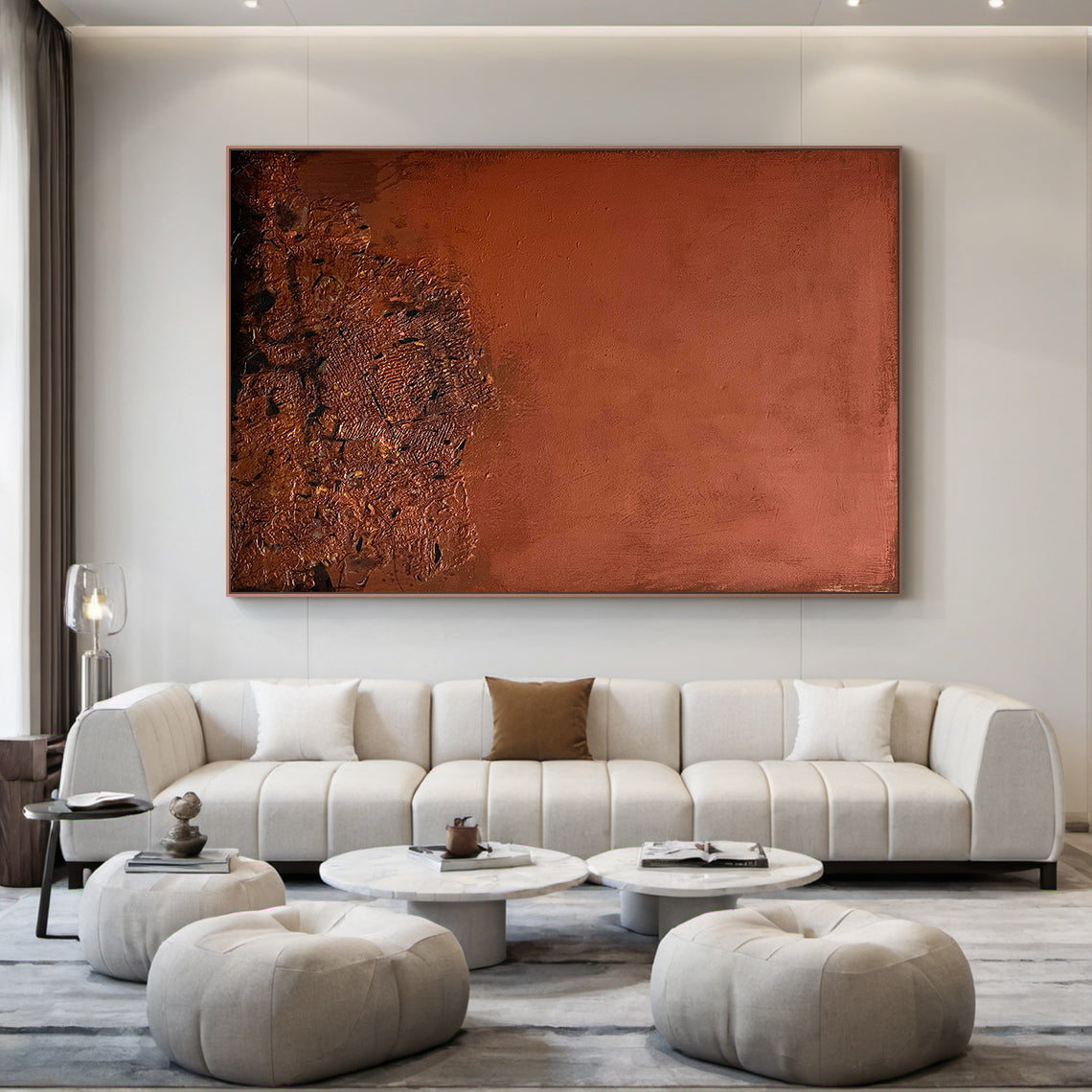 Wabi Sabi Red Textured Abstract Wall Art Living Room Decor AURA222
