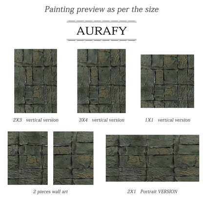 Green Abstract Art Tactile Natural Texture Grid Pattern Thick Paint Wall Decor AURA470