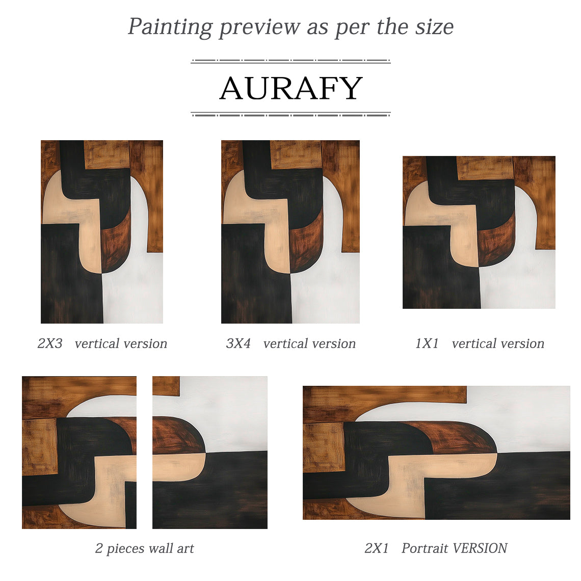 General Abstract Black Brown Modern Wall Art for Home Decor AURA386