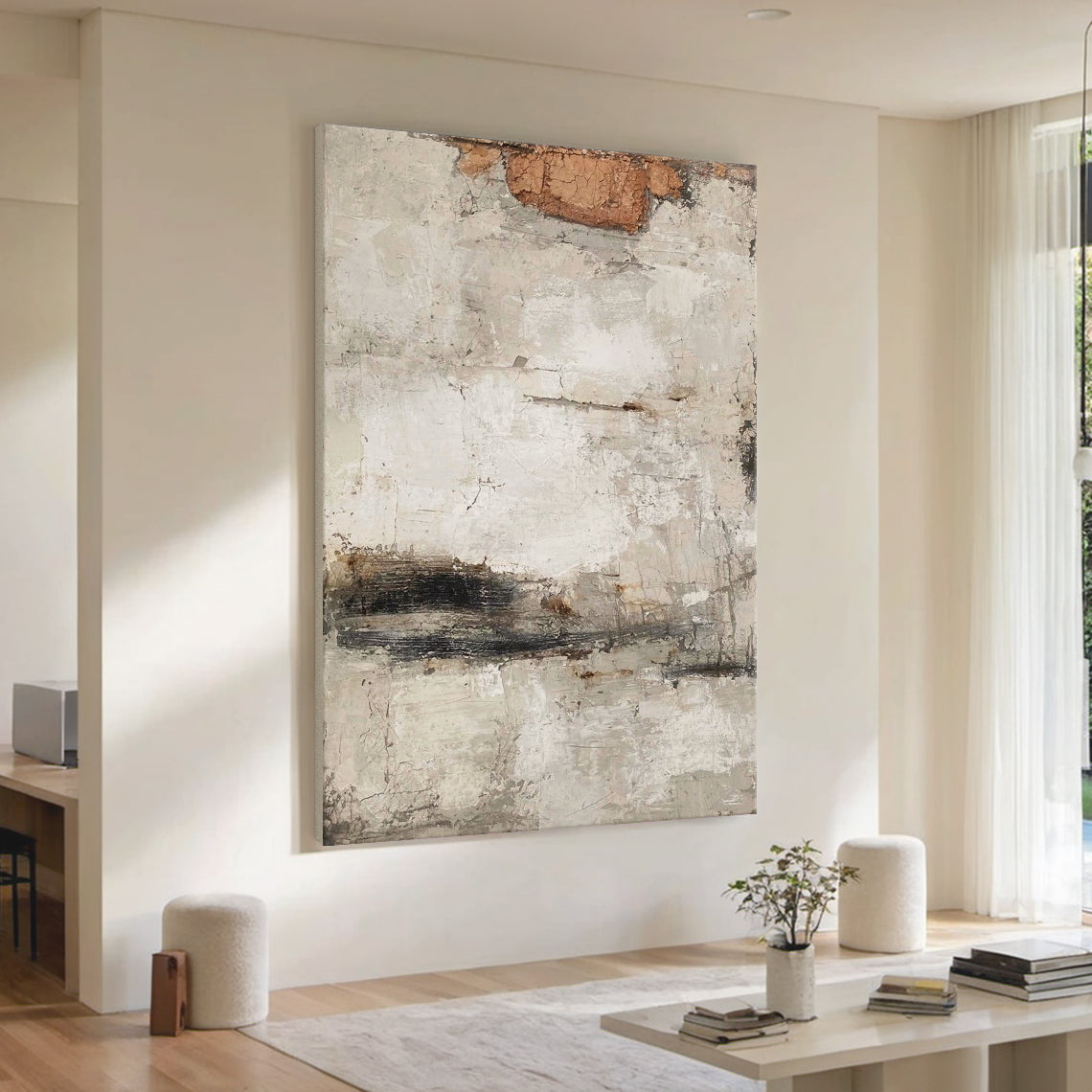Urban Erosion Painting – Rust & Neutral Tones – AURA027(Square)