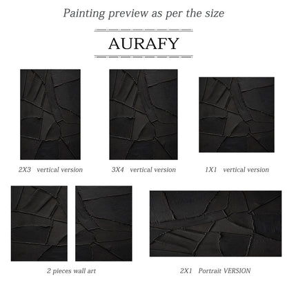 Black Relief, Monochrome Geometric 3D Textured Painting AURA859