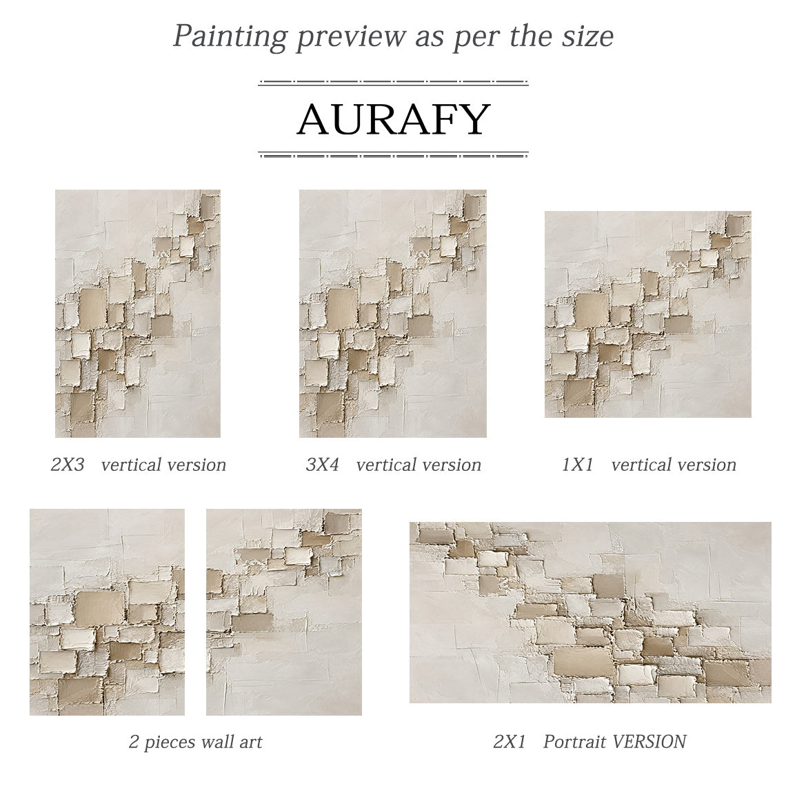 Floating Squares, Beige High-Relief Plaster Painting AURA864