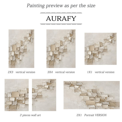 Floating Squares, Beige High-Relief Plaster Painting AURA864