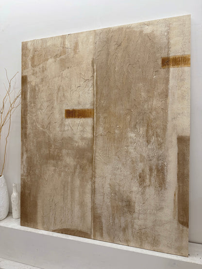Wabi Sabi Beige Abstract Plaster Textured Japandi Minimalist Neutral Hand Painted Canvas Wall Art AURA729